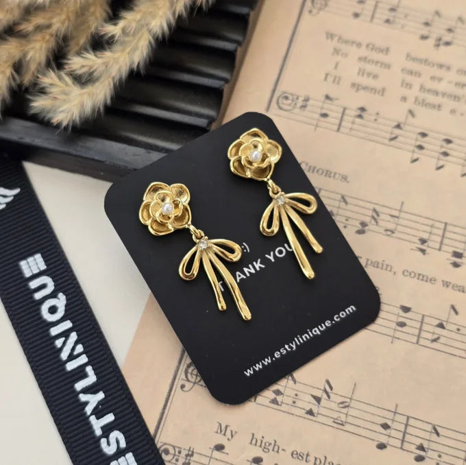 Rose-Bow Earrings
