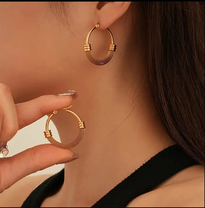 Hoop-with-Mesh Earrings