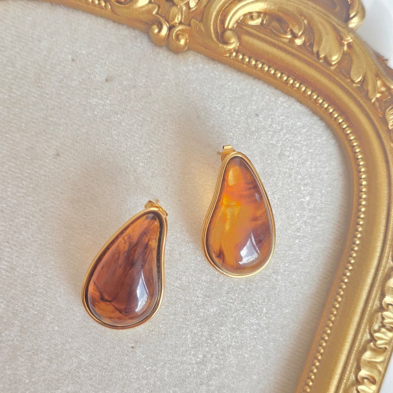 Amber-Stone Earrings